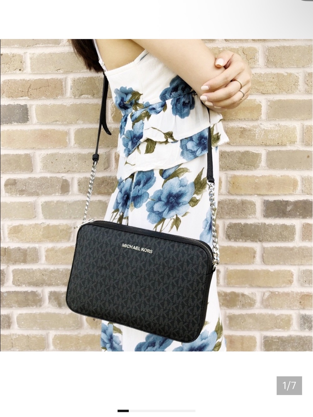 Michael Kors Black Logo-Print Crossbody with Chain Strap